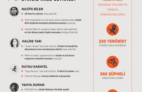 Yılın ilk 3 ayında 230 terörist etkisiz hale getirildi